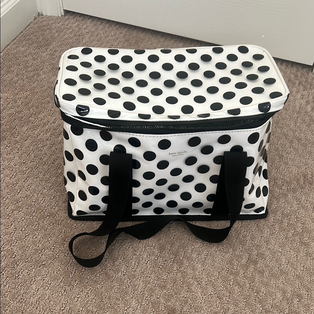 NEW Kate Spade Black and White Polka Dot Cooler Bag